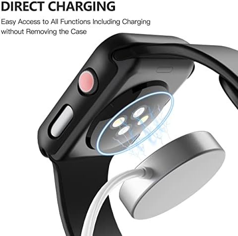 Misxi 2 Pack Hard PC Case with Tempered Glass Screen Protector Compatible with Apple Watch Series 9  2023  Series 8 Series 7 45mm  Ultra Thin Scratch Resistant Cover for iWatch S9/S8/S7  Black