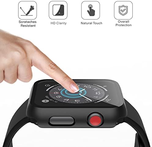 Misxi 2 Pack Hard PC Case with Tempered Glass Screen Protector Compatible with Apple Watch Series 9  2023  Series 8 Series 7 45mm  Ultra Thin Scratch Resistant Cover for iWatch S9/S8/S7  Black