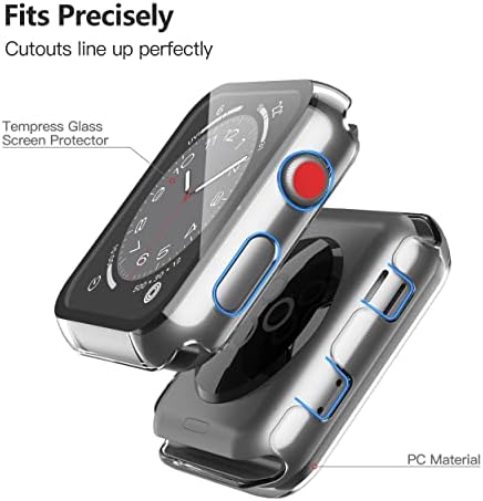 Misxi 2 Pack Hard PC Case with Tempered Glass Screen Protector Compatible with Apple Watch Series 9  2023  Series 8 Series 7 45mm  Ultra Thin Scratch Resistant Cover for iWatch S9/S8/S7  Black