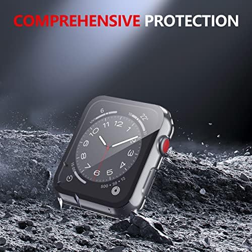 Misxi 2 Pack Hard PC Case with Tempered Glass Screen Protector Compatible with Apple Watch Series 9  2023  Series 8 Series 7 45mm  Ultra Thin Scratch Resistant Cover for iWatch S9/S8/S7  Black