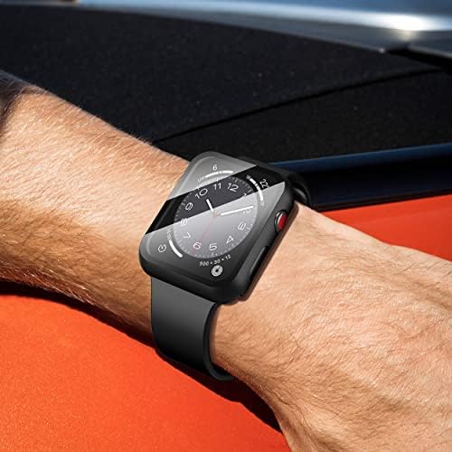 Misxi 2 Pack Hard PC Case with Tempered Glass Screen Protector Compatible with Apple Watch Series 9  2023  Series 8 Series 7 45mm  Ultra Thin Scratch Resistant Cover for iWatch S9/S8/S7  Black