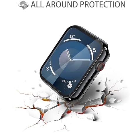 Misxi 2 Pack Hard PC Case with Tempered Glass Screen Protector Compatible with Apple Watch Series 9  2023  Series 8 Series 7 45mm  Ultra Thin Scratch Resistant Cover for iWatch S9/S8/S7  Black