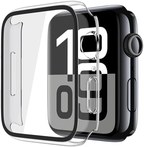 Misxi 2 Pack Hard PC Case with Tempered Glass Screen Protector Compatible with Apple Watch Series 9  2023  Series 8 Series 7 45mm  Ultra Thin Scratch Resistant Cover for iWatch S9/S8/S7  Black