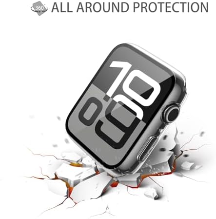 Misxi 2 Pack Hard PC Case with Tempered Glass Screen Protector Compatible with Apple Watch Series 9  2023  Series 8 Series 7 45mm  Ultra Thin Scratch Resistant Cover for iWatch S9/S8/S7  Black