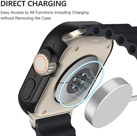 Misxi 2 Pack Hard PC Case with Tempered Glass Screen Protector Compatible with Apple Watch Series 9  2023  Series 8 Series 7 45mm  Ultra Thin Scratch Resistant Cover for iWatch S9/S8/S7  Black