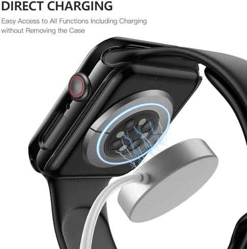 Misxi 2 Pack Hard PC Case with Tempered Glass Screen Protector Compatible with Apple Watch Series 9  2023  Series 8 Series 7 45mm  Ultra Thin Scratch Resistant Cover for iWatch S9/S8/S7  Black