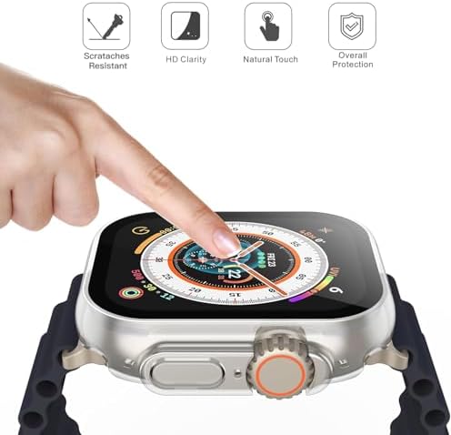 Misxi 2 Pack Hard PC Case with Tempered Glass Screen Protector Compatible with Apple Watch Series 9  2023  Series 8 Series 7 45mm  Ultra Thin Scratch Resistant Cover for iWatch S9/S8/S7  Black