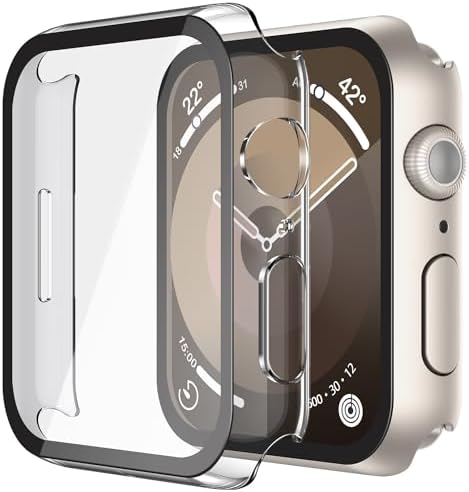 Misxi 2 Pack Hard PC Case with Tempered Glass Screen Protector Compatible with Apple Watch Series 9  2023  Series 8 Series 7 45mm  Ultra Thin Scratch Resistant Cover for iWatch S9/S8/S7  Black