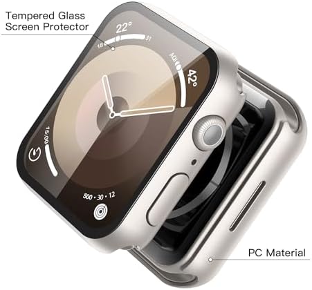 Misxi 2 Pack Hard PC Case with Tempered Glass Screen Protector Compatible with Apple Watch Series 9  2023  Series 8 Series 7 45mm  Ultra Thin Scratch Resistant Cover for iWatch S9/S8/S7  Black