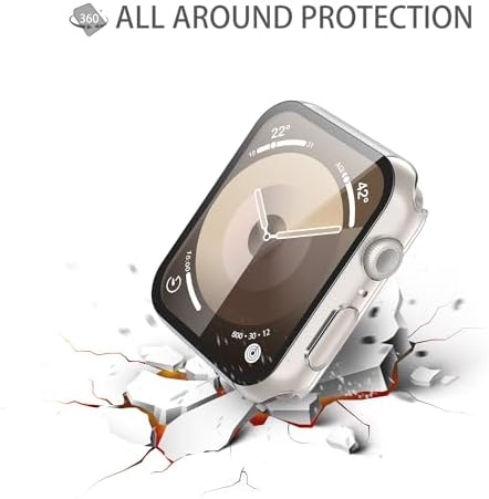 Misxi 2 Pack Hard PC Case with Tempered Glass Screen Protector Compatible with Apple Watch Series 9  2023  Series 8 Series 7 45mm  Ultra Thin Scratch Resistant Cover for iWatch S9/S8/S7  Black