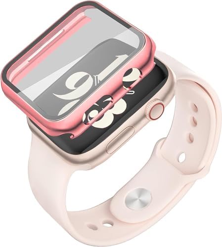 Misxi 2 Pack Hard PC Case with Tempered Glass Screen Protector Compatible with Apple Watch Series 9  2023  Series 8 Series 7 45mm  Ultra Thin Scratch Resistant Cover for iWatch S9/S8/S7  Black