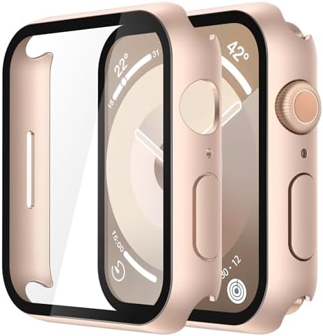 Misxi 2 Pack Hard PC Case with Tempered Glass Screen Protector Compatible with Apple Watch Series 9  2023  Series 8 Series 7 45mm  Ultra Thin Scratch Resistant Cover for iWatch S9/S8/S7  Black