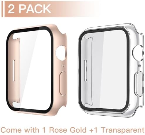 Misxi 2 Pack Hard PC Case with Tempered Glass Screen Protector Compatible with Apple Watch Series 9  2023  Series 8 Series 7 45mm  Ultra Thin Scratch Resistant Cover for iWatch S9/S8/S7  Black