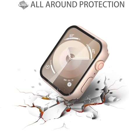 Misxi 2 Pack Hard PC Case with Tempered Glass Screen Protector Compatible with Apple Watch Series 9  2023  Series 8 Series 7 45mm  Ultra Thin Scratch Resistant Cover for iWatch S9/S8/S7  Black