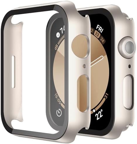 Misxi 2 Pack Hard PC Case with Tempered Glass Screen Protector Compatible with Apple Watch Series 9  2023  Series 8 Series 7 45mm  Ultra Thin Scratch Resistant Cover for iWatch S9/S8/S7  Black