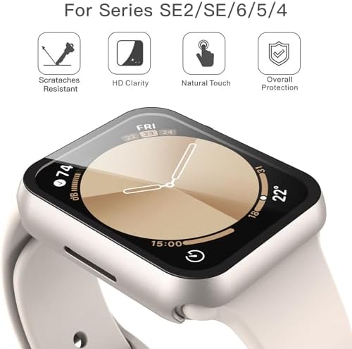 Misxi 2 Pack Hard PC Case with Tempered Glass Screen Protector Compatible with Apple Watch Series 9  2023  Series 8 Series 7 45mm  Ultra Thin Scratch Resistant Cover for iWatch S9/S8/S7  Black