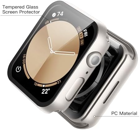 Misxi 2 Pack Hard PC Case with Tempered Glass Screen Protector Compatible with Apple Watch Series 9  2023  Series 8 Series 7 45mm  Ultra Thin Scratch Resistant Cover for iWatch S9/S8/S7  Black