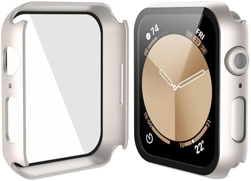 Misxi 2 Pack Hard PC Case with Tempered Glass Screen Protector Compatible with Apple Watch Series 9  2023  Series 8 Series 7 45mm  Ultra Thin Scratch Resistant Cover for iWatch S9/S8/S7  Black