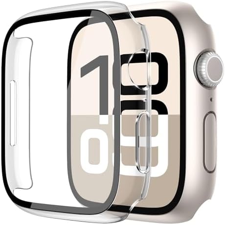 Misxi 2 Pack Hard PC Case with Tempered Glass Screen Protector Compatible with Apple Watch Series 9  2023  Series 8 Series 7 45mm  Ultra Thin Scratch Resistant Cover for iWatch S9/S8/S7  Black