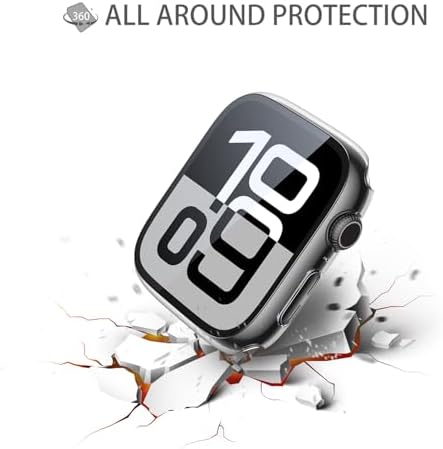 Misxi 2 Pack Hard PC Case with Tempered Glass Screen Protector Compatible with Apple Watch Series 9  2023  Series 8 Series 7 45mm  Ultra Thin Scratch Resistant Cover for iWatch S9/S8/S7  Black