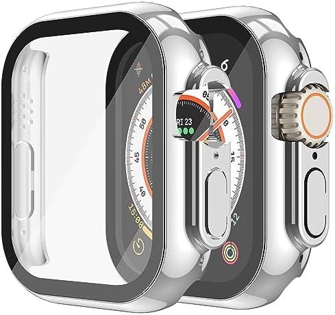 Misxi 2 Pack Hard PC Case with Tempered Glass Screen Protector Compatible with Apple Watch Series 9  2023  Series 8 Series 7 45mm  Ultra Thin Scratch Resistant Cover for iWatch S9/S8/S7  Black