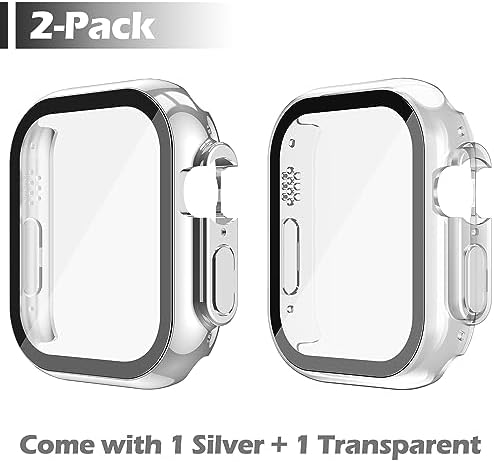Misxi 2 Pack Hard PC Case with Tempered Glass Screen Protector Compatible with Apple Watch Series 9  2023  Series 8 Series 7 45mm  Ultra Thin Scratch Resistant Cover for iWatch S9/S8/S7  Black