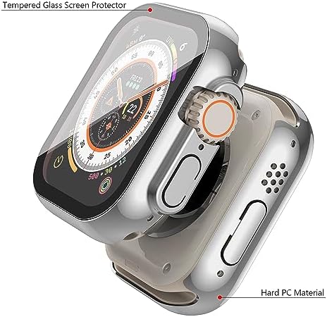 Misxi 2 Pack Hard PC Case with Tempered Glass Screen Protector Compatible with Apple Watch Series 9  2023  Series 8 Series 7 45mm  Ultra Thin Scratch Resistant Cover for iWatch S9/S8/S7  Black