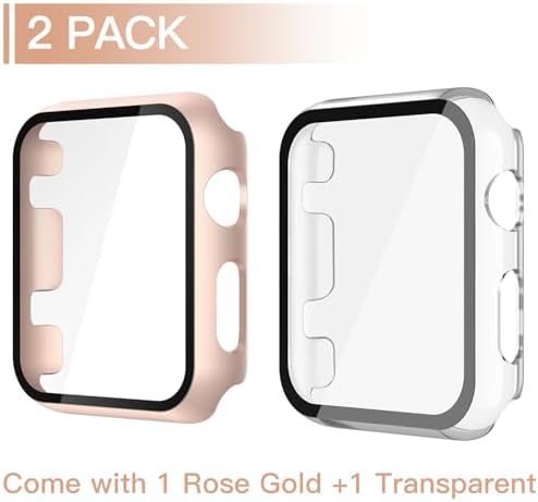 Misxi 2 Pack Hard PC Case with Tempered Glass Screen Protector Compatible with Apple Watch Series 9  2023  Series 8 Series 7 45mm  Ultra Thin Scratch Resistant Cover for iWatch S9/S8/S7  Black