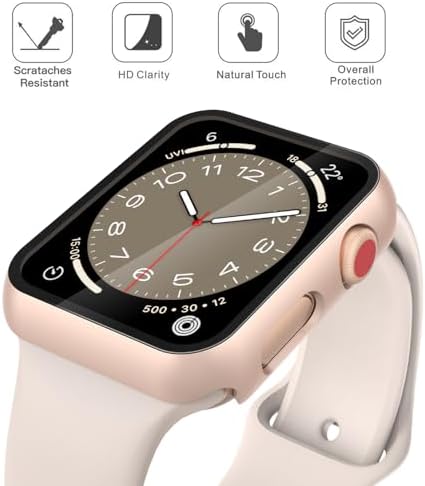 Misxi 2 Pack Hard PC Case with Tempered Glass Screen Protector Compatible with Apple Watch Series 9  2023  Series 8 Series 7 45mm  Ultra Thin Scratch Resistant Cover for iWatch S9/S8/S7  Black