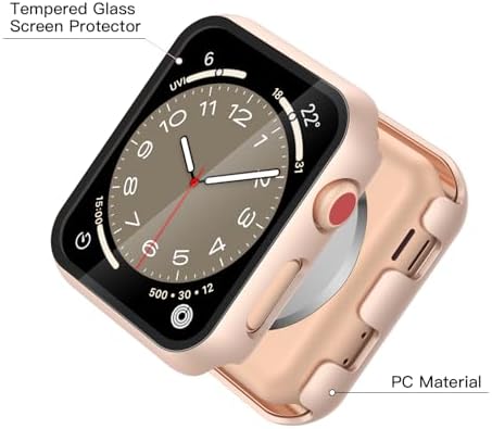 Misxi 2 Pack Hard PC Case with Tempered Glass Screen Protector Compatible with Apple Watch Series 9  2023  Series 8 Series 7 45mm  Ultra Thin Scratch Resistant Cover for iWatch S9/S8/S7  Black