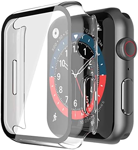 Misxi 2 Pack Hard PC Case with Tempered Glass Screen Protector Compatible with Apple Watch Series 9  2023  Series 8 Series 7 45mm  Ultra Thin Scratch Resistant Cover for iWatch S9/S8/S7  Black