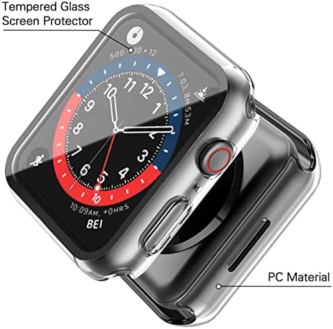 Misxi 2 Pack Hard PC Case with Tempered Glass Screen Protector Compatible with Apple Watch Series 9  2023  Series 8 Series 7 45mm  Ultra Thin Scratch Resistant Cover for iWatch S9/S8/S7  Black