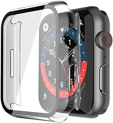 Misxi 2 Pack Hard PC Case with Tempered Glass Screen Protector Compatible with Apple Watch Series 9  2023  Series 8 Series 7 45mm  Ultra Thin Scratch Resistant Cover for iWatch S9/S8/S7  Black