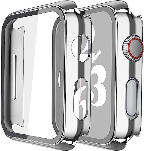 Misxi 2 Pack Hard PC Case with Tempered Glass Screen Protector Compatible with Apple Watch Series 9  2023  Series 8 Series 7 45mm  Ultra Thin Scratch Resistant Cover for iWatch S9/S8/S7  Black