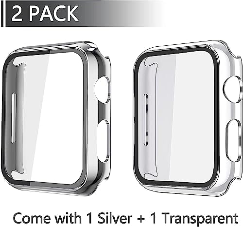 Misxi 2 Pack Hard PC Case with Tempered Glass Screen Protector Compatible with Apple Watch Series 9  2023  Series 8 Series 7 45mm  Ultra Thin Scratch Resistant Cover for iWatch S9/S8/S7  Black