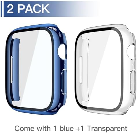 Misxi 2 Pack Hard PC Case with Tempered Glass Screen Protector Compatible with Apple Watch Series 9  2023  Series 8 Series 7 45mm  Ultra Thin Scratch Resistant Cover for iWatch S9/S8/S7  Black