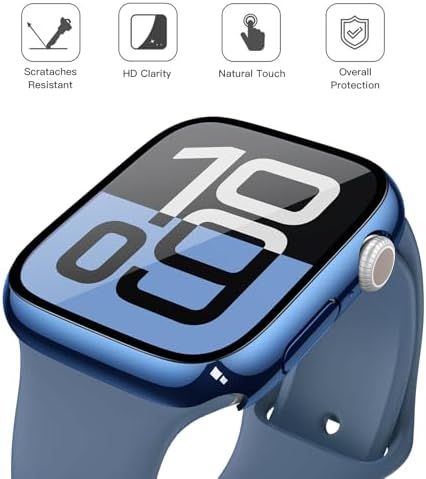 Misxi 2 Pack Hard PC Case with Tempered Glass Screen Protector Compatible with Apple Watch Series 9  2023  Series 8 Series 7 45mm  Ultra Thin Scratch Resistant Cover for iWatch S9/S8/S7  Black