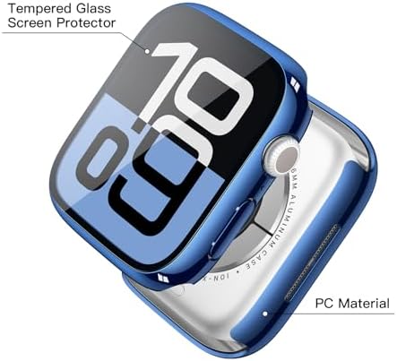 Misxi 2 Pack Hard PC Case with Tempered Glass Screen Protector Compatible with Apple Watch Series 9  2023  Series 8 Series 7 45mm  Ultra Thin Scratch Resistant Cover for iWatch S9/S8/S7  Black