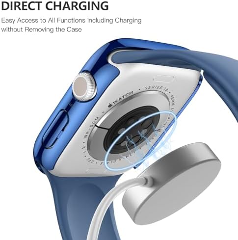 Misxi 2 Pack Hard PC Case with Tempered Glass Screen Protector Compatible with Apple Watch Series 9  2023  Series 8 Series 7 45mm  Ultra Thin Scratch Resistant Cover for iWatch S9/S8/S7  Black