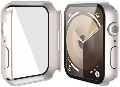 Misxi 2 Pack Hard PC Case with Tempered Glass Screen Protector Compatible with Apple Watch Series 9  2023  Series 8 Series 7 45mm  Ultra Thin Scratch Resistant Cover for iWatch S9/S8/S7  Black