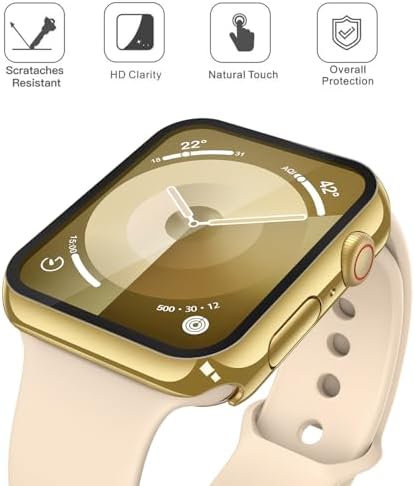 Misxi 2 Pack Hard PC Case with Tempered Glass Screen Protector Compatible with Apple Watch Series 9  2023  Series 8 Series 7 45mm  Ultra Thin Scratch Resistant Cover for iWatch S9/S8/S7  Black