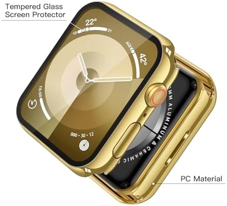 Misxi 2 Pack Hard PC Case with Tempered Glass Screen Protector Compatible with Apple Watch Series 9  2023  Series 8 Series 7 45mm  Ultra Thin Scratch Resistant Cover for iWatch S9/S8/S7  Black