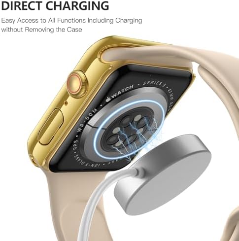 Misxi 2 Pack Hard PC Case with Tempered Glass Screen Protector Compatible with Apple Watch Series 9  2023  Series 8 Series 7 45mm  Ultra Thin Scratch Resistant Cover for iWatch S9/S8/S7  Black