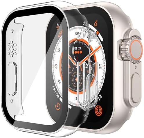 Misxi 2 Pack Hard PC Case with Tempered Glass Screen Protector Compatible with Apple Watch Series 9  2023  Series 8 Series 7 45mm  Ultra Thin Scratch Resistant Cover for iWatch S9/S8/S7  Black