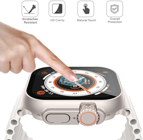 Misxi 2 Pack Hard PC Case with Tempered Glass Screen Protector Compatible with Apple Watch Series 9  2023  Series 8 Series 7 45mm  Ultra Thin Scratch Resistant Cover for iWatch S9/S8/S7  Black