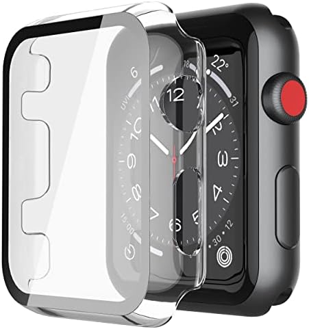 Misxi 2 Pack Hard PC Case with Tempered Glass Screen Protector Compatible with Apple Watch Series 9  2023  Series 8 Series 7 45mm  Ultra Thin Scratch Resistant Cover for iWatch S9/S8/S7  Black