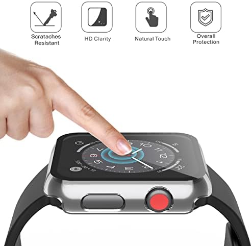 Misxi 2 Pack Hard PC Case with Tempered Glass Screen Protector Compatible with Apple Watch Series 9  2023  Series 8 Series 7 45mm  Ultra Thin Scratch Resistant Cover for iWatch S9/S8/S7  Black