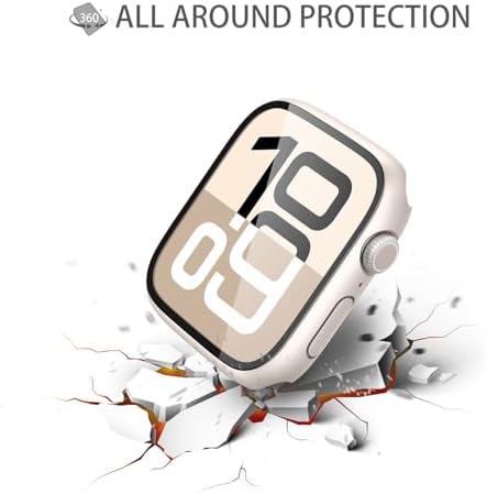 Misxi 2 Pack Hard PC Case with Tempered Glass Screen Protector Compatible with Apple Watch Series 9  2023  Series 8 Series 7 45mm  Ultra Thin Scratch Resistant Cover for iWatch S9/S8/S7  Black