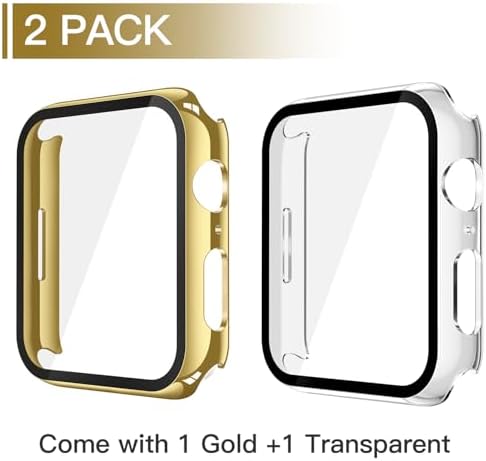 Misxi 2 Pack Hard PC Case with Tempered Glass Screen Protector Compatible with Apple Watch Series 9  2023  Series 8 Series 7 45mm  Ultra Thin Scratch Resistant Cover for iWatch S9/S8/S7  Black
