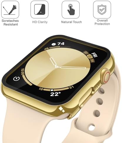 Misxi 2 Pack Hard PC Case with Tempered Glass Screen Protector Compatible with Apple Watch Series 9  2023  Series 8 Series 7 45mm  Ultra Thin Scratch Resistant Cover for iWatch S9/S8/S7  Black